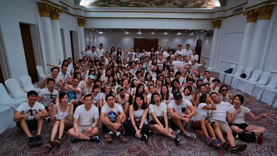 Corporate team celebration group photo in Thailand