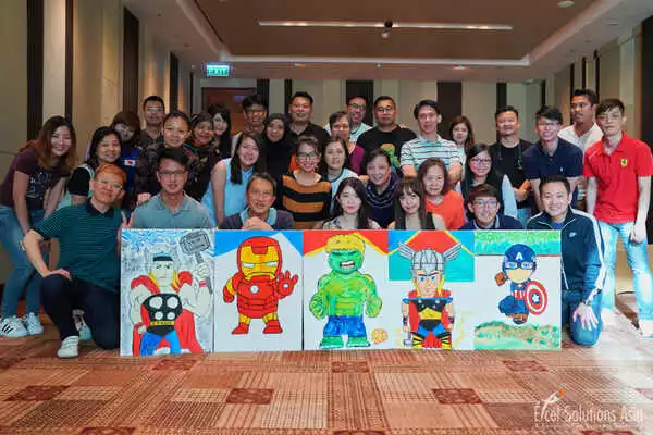 Bangkok Team Building Group Showing Their Artwork