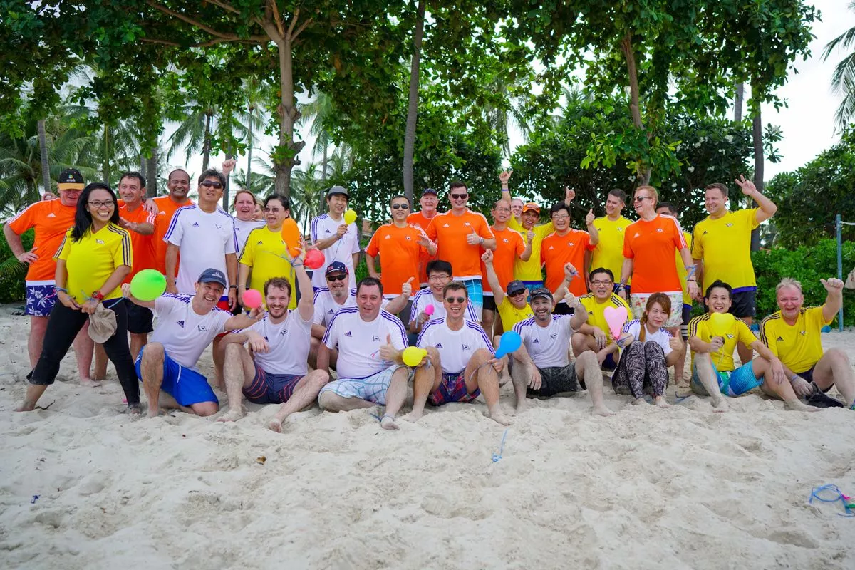 Beach Olympics group having fun in Thailand