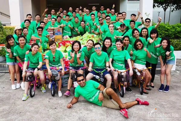 Corporate indoor Team Building CSR Group with bikes at a Local Pattaya Hotel