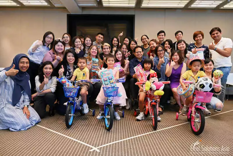 Fun bike building event Pattaya with clients and children